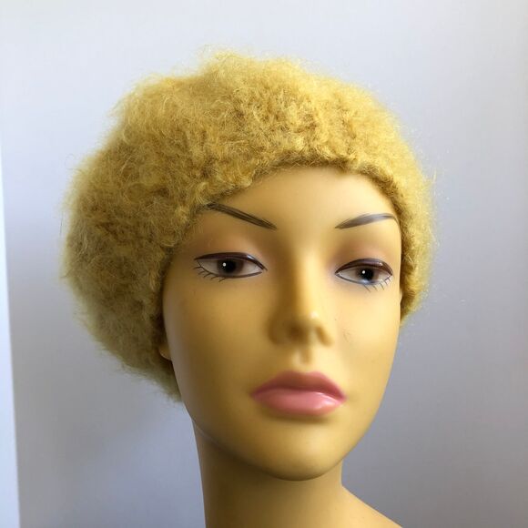 60s Handmade Saffron Mohair Scalloped Beret Mid Century Mod French Girl - Picture 3 of 6